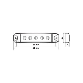 L9703.0 ΦΩΣ ΟΓΚΟΥ 12/24V 5xSMD LED ΛΕΥΚΟ ΔΙΑΦΑΝΟ 96x20mm ΜΕ ΕΓΚΡΙΣΗ ΤΥΠΟΥ R7/R10  LAMPA - 1 TEM.