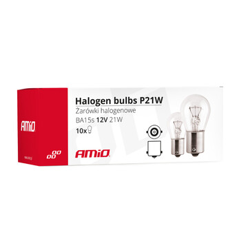 01491/AM ΛΑΜΠΑΚΙΑ ΜΟΝΟΠΟΛΙΚΑ ΑΛΟΓΟΝΟΥ P21W 12V 21W BA15s ΣΕ ΚΟΥΤΙ  ΑMiO - 10 TEM.