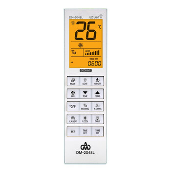 DM-2048L . DM universal τηλεκοντρόλ κλιματιστικού με λειτουργία κλειδώματος θερμοκρασίας - φωτιζόμενη οθόνη - φακό LED
