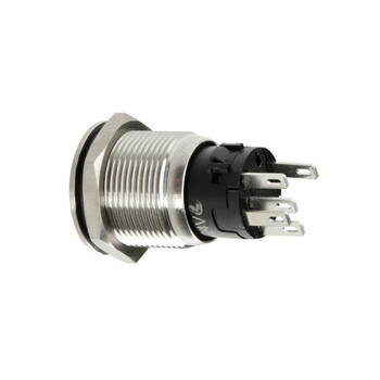 L4557.6 ΔΙΑΚΟΠΤΗΣ ΜΠΟΥΤΟΝ (BUTTON) 12/24V 5Amax 5PIN IP65 ON/OFF ME LED ΜΠΛΕ ΑΝΟΞΕΙΔΩΤΟ ΑΤΣΑΛΙ LAMPA - 1 TEM.