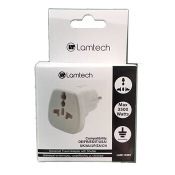 LAMTECH UNIVERSAL TRAVEL ADAPTER WITH SHUTTER LAMTECH UNIVERSAL TRAVEL ADAPTER WITH SHUTTER