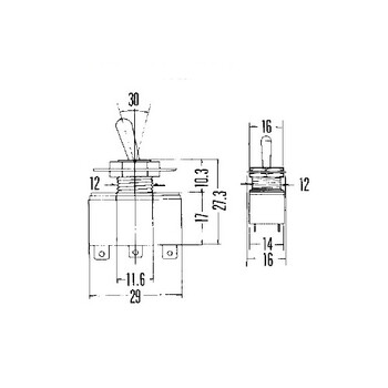 DM-0043-L . Διακόπτης ON-ON 125V 3A