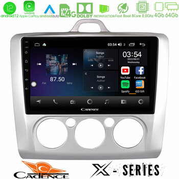 Cadence x Series Ford Focus Manual ac 8core Android12 4+64gb Navigation Multimedia 9 u-x-Fd0041m