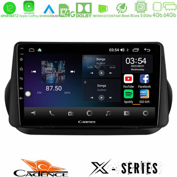 Cadence x Series Fiat Fiorino/citroen Nemo/peugeot Bipper 8core Android12 4+64gb Navigation Multimedia Tablet 9 u-x-Ft1025