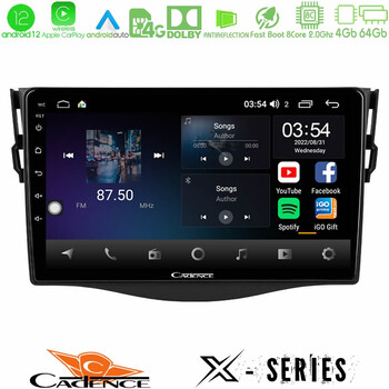 Cadence x Series Toyota Rav4 8core Android12 4+64gb Navigation Multimedia 9 u-x-Ty0530