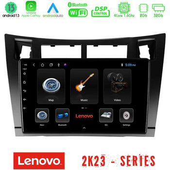 Lenovo car pad Toyota Yaris 4core Android 13 2+32gb Navigation Multimedia Tablet 9 (Μαύρο Χρώμα) u-len-Ty626b