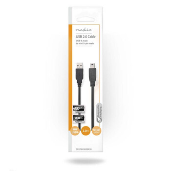 Nedis USB 2.0 Cable USB-A male - mini USB-B male 2m (CCGP60300BK20) (NEDCCGP60300BK20)