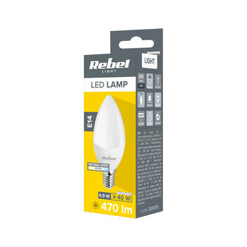 ZAR0559 . Λάμπα LED E14 5W 4000K 230V κερί Rebel
