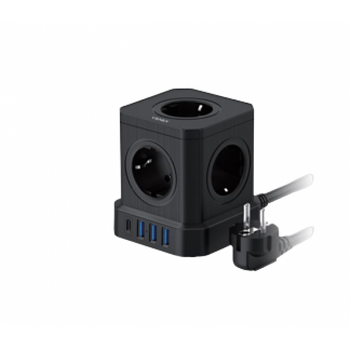 jager ΠΟΛΥΠΡΙΖΟ ΚΥΒΟΣ VENEX - 5 ΘΕΣΕΙΣ ΣΟΥΚΟ - 3 ΘΥΡΕΣ USB A- 1 ΘΥΡΑ USB C 20W (VB4U5E-C)