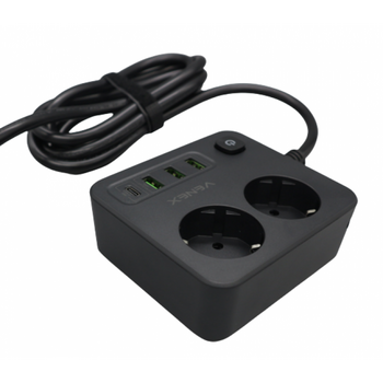 jager ΠΟΛΥΠΡΙΖΟ ΣΟΥΚΟ - 2 ΘΕΣΕΙΣ ΣΟΥΚΟ - 3 ΘΥΡΕΣ USB A - 1 ΘΥΡΑ USB-C 30W (HB4U2E-C)