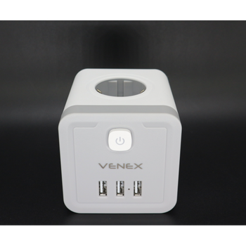 jager ΚΥΒΟΣ ΣΟΥΚΟ VENEX - 4 ΘΕΣΕΙΣ ΣΟΥΚΟ -  3 ΘΥΡΕΣ  USB A(TW3U4E)