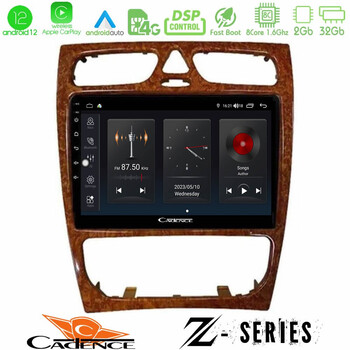Cadence z Series Mercedes c Class (W203) 8core Android12 2+32gb Navigation Multimedia Tablet 9 (Wooden Style) u-z-Mb0925w