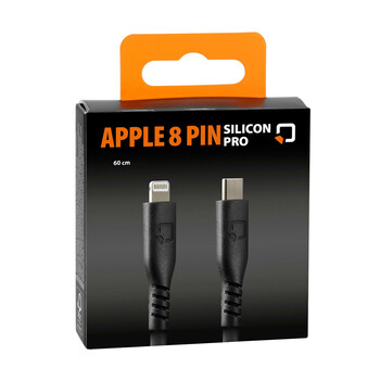 L9178.4/T ΚΑΛΩΔΙΟ ΦΟΡΤΙΣΗΣ USB TYPE C >APPLE 8PIN 3000mA/60W (PD POWER DELIVERY) ΣΙΛΙΚΟΝΗΣ ΜΑΥΡΟ 60cm OPTILINE LAMPA - 1 TEM.