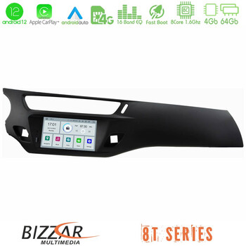 Bizzar oem Citroen c3 2009-2016 8core Android12 4+64gb Navigation Multimedia Deckless 7 με Carplay/androidauto (Μαύρο Χρώμα) u-mtf-Ct9597bl