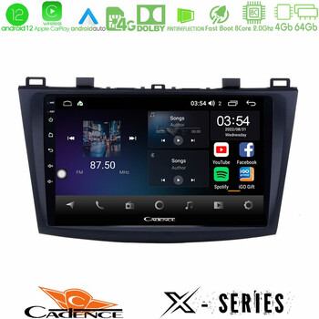 Cadence x Series Mazda 3 2009-2014 8core Android12 4+64gb Navigation Multimedia Tablet 9 u-x-Mz0228