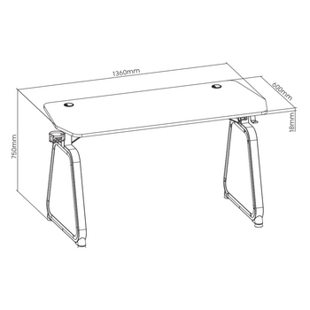 WHITE SHARK GAMING DESK WITH USB LIGHT EFFECTS MEDUSA