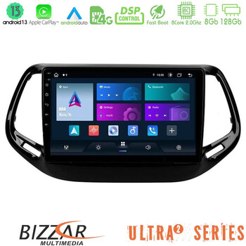 Bizzar Ultra Series Jeep Compass 2017&gt; 8core Android13 8+128gb Navigation Multimedia Tablet 10 u-ul2-Jp0143