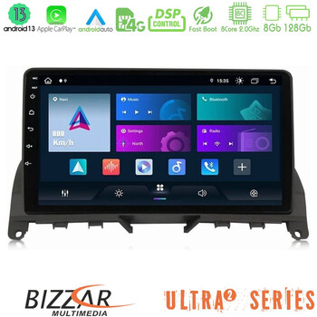 Bizzar Ultra Series Mercedes c Class W204 8core Android13 8+128gb Navigation Multimedia 9 u-ul2-Mb0842