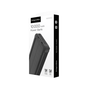 KM0910 . Ηλιακό Power Bank 10000mAh με USB A, Type C, Lightning Kruger&Matz