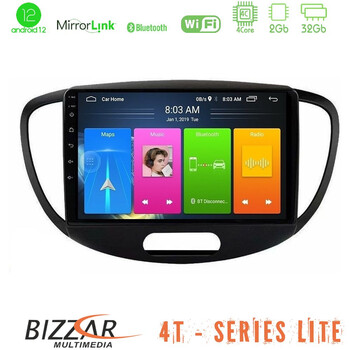 Bizzar 4t Series Hyundai i10 2008-2014 4core Android12 2+32gb Navigation Multimedia Tablet 9 u-lvb-Hy0551