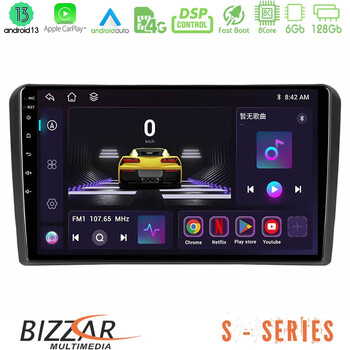 Bizzar s Series Audi a3 8p 8core Android13 6+128gb Navigation Multimedia Tablet 9 u-s-Au0826