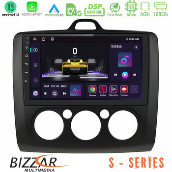 Bizzar s Series Ford Focus Manual ac 8core Android13 6+128gb Navigation Multimedia Tablet 9 (Μαύρο Χρώμα) u-s-Fd0041mb