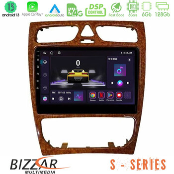 Bizzar s Series Mercedes c Class (W203) 8core Android13 6+128gb Navigation Multimedia Tablet 9 (Wooden Style) u-s-Mb0925w