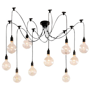 GloboStar® WIRED 01173 Vintage Φωτιστικό Οροφής Πολύφωτο Μαύρο