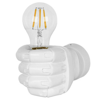 GloboStar® FIST 01137 Μοντέρνο Φωτιστικό Τοίχου Απλίκα Μονόφωτο Λευκό Γύψινο Μ15 x Π10 x Υ10cm
