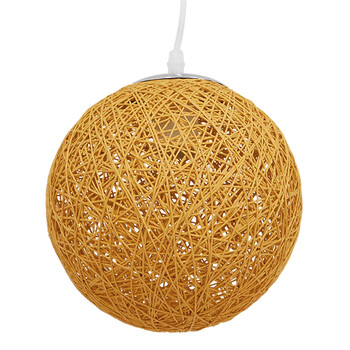 GloboStar® OCEANA 01200 Vintage Κρεμαστό Φωτιστικό Οροφής Μονόφωτο 1 x E27 Μπεζ Ξύλινο Ψάθινο Rattan Φ20 x Υ20cm