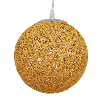 GloboStar® OCEANA 01200 Vintage Κρεμαστό Φωτιστικό Οροφής Μονόφωτο 1 x E27 Μπεζ Ξύλινο Ψάθινο Rattan Φ20 x Υ20cm