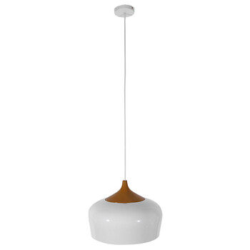 GloboStar® VILI WHITE 01260 Μοντέρνο Κρεμαστό Φωτιστικό Οροφής Μονόφωτο 1 x E27 Λευκό Μεταλλικό Καμπάνα Φ40 x Y27cm