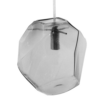 GloboStar® RINA 01307 Μοντέρνο Κρεμαστό Φωτιστικό Οροφής Μονόφωτο 1 x G9 Γυάλινο Γκρι Διάφανο Μ14 x Π17 x Υ17cm