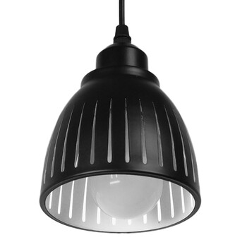 GloboStar® CHERITH 01478 Μοντέρνο Κρεμαστό Φωτιστικό Οροφής Μονόφωτο 1 x E27 Μεταλλικό Μαύρο Λευκό Καμπάνα Φ13 x Υ14cm