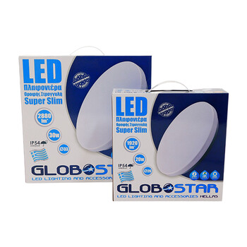 LED Πλαφονιέρα Οροφής Φ33cm 30 Watt 2780 Lumen Αδιάβροχη IP54 Θερμό Λευκό 3000k GloboStar 05554