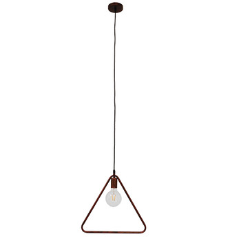 GloboStar® DELTA 01581 Μοντέρνο Κρεμαστό Φωτιστικό Οροφής Μονόφωτο 1 x E27 Καφέ Σκουριά Μεταλλικό Μ38 x Π4 x Υ33cm