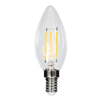 GloboStar® 99001 Λάμπα E14 C35 Κεράκι LED FILAMENT 4W 440 lm 320° AC 85-265V Edison Retro με Διάφανο Γυαλί Θερμό Λευκό 2700 K Dimmable