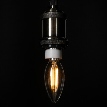 GloboStar® 99001 Λάμπα E14 C35 Κεράκι LED FILAMENT 4W 440 lm 320° AC 85-265V Edison Retro με Διάφανο Γυαλί Θερμό Λευκό 2700 K Dimmable