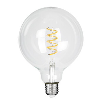 GloboStar® 99137 Λάμπα E27 G125 Γλόμπος LED SOFT SPIRAL FILAMENT 6W 510 lm 320° AC 85-265V Edison Retro με Διάφανο Γυαλί Θερμό Λευκό 2700 K Dimmable