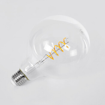 GloboStar® 99137 Λάμπα E27 G125 Γλόμπος LED SOFT SPIRAL FILAMENT 6W 510 lm 320° AC 85-265V Edison Retro με Διάφανο Γυαλί Θερμό Λευκό 2700 K Dimmable