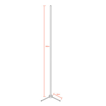 Μοντέρνο Minimal Επιδαπέδιο Μαύρο Φωτιστικό 250cm LED 40 Watt με Ασύρματο Χειριστήριο RF & Dimmer Θερμό Λευκό 3000k GloboStar ALIEN Design GLOBO-250-3