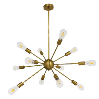 GloboStar® MILANO 01485 Μοντέρνο Industrial Φωτιστικό Οροφής Πολύφωτο 12 x E27 Χρυσό Μεταλλικό Φ80 x Y78cm