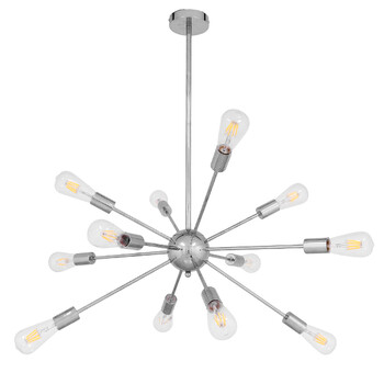 GloboStar® MILANO 01487 Μοντέρνο Industrial Φωτιστικό Οροφής Πολύφωτο 12 x E27 Ασημί Νίκελ Μεταλλικό Φ80 x Y78cm