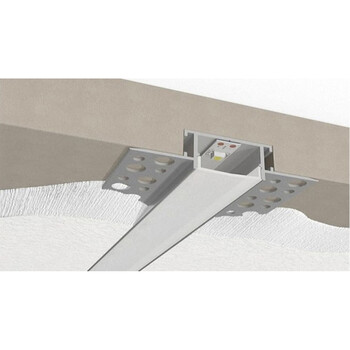 GloboStar® PLASTERBOARD-PROFILE 70819-1M Προφίλ Αλουμινίου - Βάση & Ψύκτρα Ταινίας LED με Λευκό Γαλακτερό Κάλυμμα - Χωνευτή Χρήση σε Γυψοσανίδα - Trimless - Πατητό Κάλυμμα - Ασημί - 1 Μέτρο - Μ100 x Π6.7 x Υ1.4cm