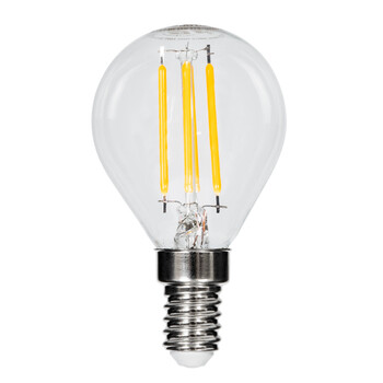 GloboStar® 99003 Λάμπα E14 G45 Γλομπάκι LED FILAMENT 4W 440 lm 320° AC 85-265V Edison Retro με Διάφανο Γυαλί Θερμό Λευκό 2700 K Dimmable