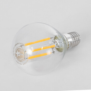 GloboStar® 99003 Λάμπα E14 G45 Γλομπάκι LED FILAMENT 4W 440 lm 320° AC 85-265V Edison Retro με Διάφανο Γυαλί Θερμό Λευκό 2700 K Dimmable