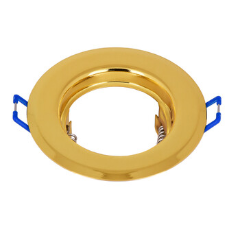 GloboStar® 77811 Χωνευτή Στρογγυλή Βάση για LED Spot GU10 - MR16 - GU5.3 Χρυσή Σταθερή Φ83mm