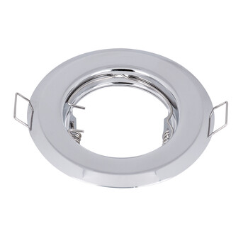 GloboStar® 77810 Χωνευτή Στρογγυλή Βάση για LED Spot GU10 - MR16 - GU5.3 Χρώμιο Σταθερή Φ83mm