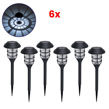 GloboStar® 85705 ΣΕΤ 6 Τεμαχίων Αυτόνομα Ηλιακά Φωτιστικά LED SMD 1W 100lm με Ενσωματωμένη Μπαταρία 250mAh - Φωτοβολταϊκό Πάνελ με Αισθητήρα Ημέρας-Νύχτας Αδιάβροχο IP65 Φανάρι Κήπου Στρογγυλό Ψυχρό Λευκό 6000K