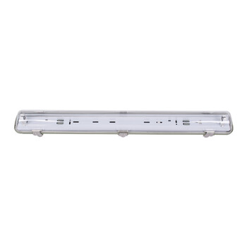 GloboStar® 90610 1 x 60cm T8 Tri-Proof Πλαστικό PC Σκαφάκι με Μεταλλικά Clips για Λάμπα Φθορίου LED Τροφοδοσίας Ενός Άκρου Αδιάβροχο IP65